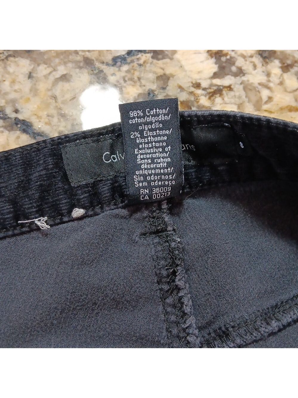 Size 8 X 28 Calvin Klein Jeans Womens Black Velvet Bootcut Mid Rise Pants - Picture 4 of 12